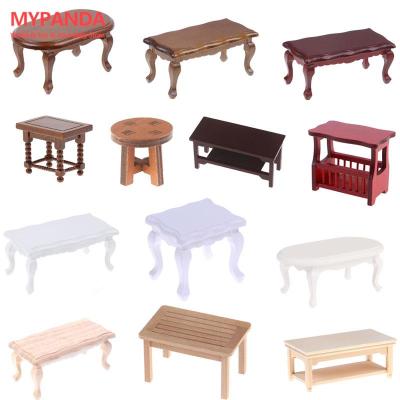 Wood Simulation Teatable Coffee Table Living Room Toy Doll House Accessories 1/12 Mini Dollhouse Furniture Miniature Kids Toy