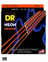 DR Strings NOB-45 สายกีตาร์เบส 4 สาย แบบเคลือบ สีส้ม เรืองแสง (Medium, 45/105) ** Made in U.S.A.**