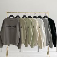 Essentials เสื้อสเวตเตอร์ คอกลม แขนยาว ทรงหลวม พิมพ์ลายหมอก