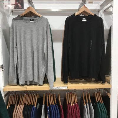 UNIQLO The Fitting Room U Home Label!Good Luck Qiu Dong Men Pure Color Contracted Joker Soft Close Skin Round Collar Sweater Knit