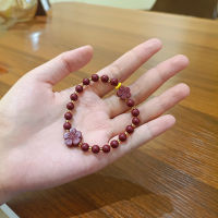 สร้อยข้อมือดอกไม้สีชาดธรรมชาติแบบใหม่สำหรับผู้หญิงสร้อยข้อมือระดับไฮเอนด์ดีไซน์เฉพาะกลุ่มเครื่องประดับแมทช์ลุคง่ายหรูหราเบาๆ