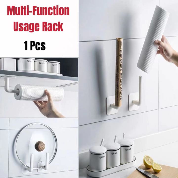 Self-adhesive Under Cabinet Paper Roll Rack Towel Holder Tissue Hanger  Kitchen