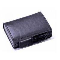 Large Capacity Leather Card Wallet for Men Air Airtag Rfid Double Aluminum Auto Pop Up Card Holder with Zipper Coin Pocket Purse Card Holders