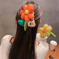 Sweet Cute Large Flower Hair Claw Clamp Clip Bright Hairpiece Floral Shark Clip Women Hair Accessories Casual Outdoor Decorate