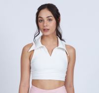 [Peaches active] Luxeflex Collar Crop Top - เสื้อคอปก/ เสื้อออกกำลังกาย เสื้อผ้าโยคะ เล่นกีฬา