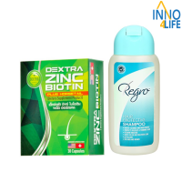 Biotin Zinc DEXTRA หญ้าหางม้า 30 แคปซูล + Regro Hair Protective Shampoo  [IINN]