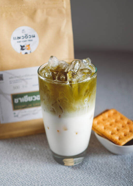 ชาเขียว-อย่างดี-500g-ชาเขียวนมสด-ชาเขียวเย็น-เข้มข้นถึงใจ-premium-green-tea-ชาตราแมวอ้วน