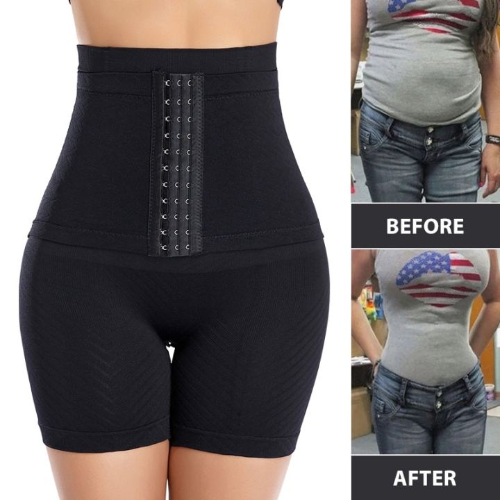 High Waist Trainer Body Shaper Shorts Female Slimming Fajas Women Firm  Tummy Control With Hook Butt Lifter Shapewear Panties,black