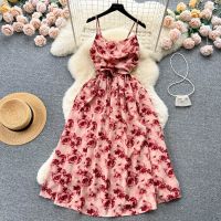 【HOT】✑☑ YuooMuoo Floral Print Waist Spaghetti Beach Sundress