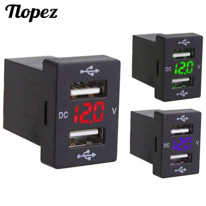 Dual USB 2.1A Charger Plug Contact Adapter With Led Digital Voltmeter ...