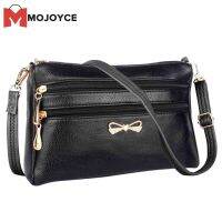 MOJOYCE Vintage Solid Leather Crossbody Bag Women Litchi Pattern Multi-Layer Purse