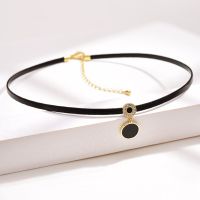 Cute Slim Leather Chocker High Fashion Black Round Pendant Goth Necklace for Women Neck Chains Party Jewelry collares para mujer Fashion Chain Necklac