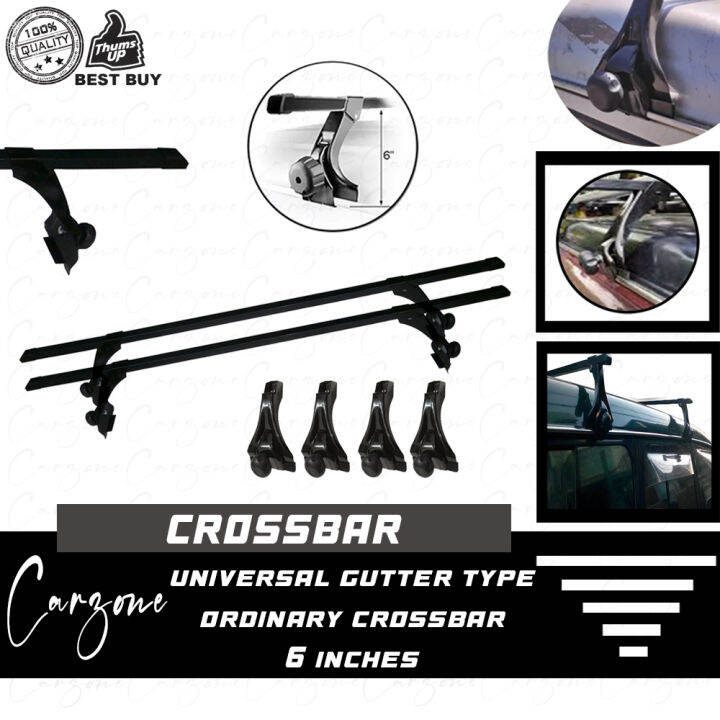 Universal Gutter Type ORDINARY CROSSBAR 6 inches in Gutter Mount (Black