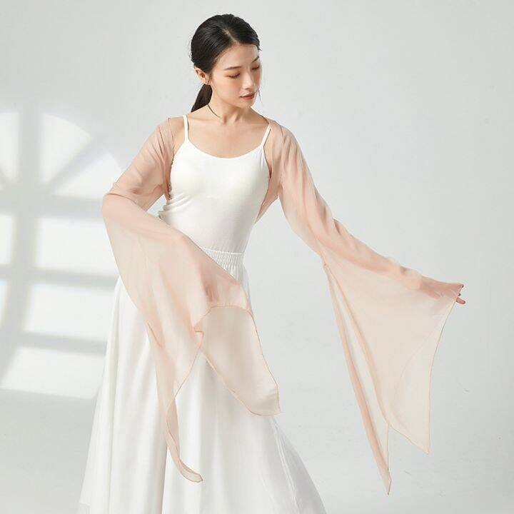 classical-dance-body-rhyme-gauze-new-female-elegant-strap-big-trumpet-sleeve-ancient-style-practice-dance-costume-performance-costume