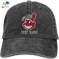 DianaLHodge Unisex Long Live Chief Wahoo Denim Cap Adjustable Casquettes Baseball Cowboy Hat Black