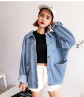 Gizmosy  Big Faux Fur Collar Denim Jacket Women Winter Hooded Warm Jean Jacket Student Basic Short Parkas Female Bomber Coat