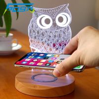 ZZOOI Night Light Wireless Charger Stand Dock for xiaomi iphone Samsung Phone Portable Charger Led Lamp Desk USB Charger Station Gifts