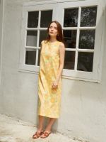 BIRUCHU HONEY DRESS : YUZU BLOSSOM ชุดเดรสลายดอก ผ้าลินิน มีซับใน, ซิปหลัง, มีกระเป๋า