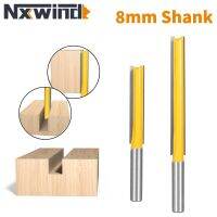 NXWIND 2PCS 8MM Shank Long Blades ตรงเราเตอร์ Bit Woodworing Milling Cutter สําหรับทําความสะอาดไม้ Flush Trim