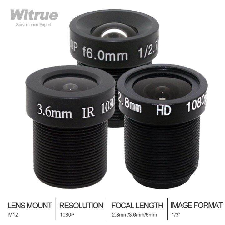1080P CCTV LENS 2.8/3.6/6mm M12 Mount 2MP Aperture F2.0 1/3" Image Format for Surveillance