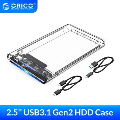 ORICO 2.5 Transparent HDD Case SATA to USB 3.1 Gen2 10Gbps External Hard Drive Case HDD Enclosure SSD Disk Case Support UASP Power Points  Switches