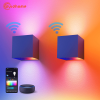 Suidhome WIFI Smart LED Wall Lamp IP65 Waterproof Outdoor Aluminum Cube Light RGBCW Color Changing Work With Alexa Google