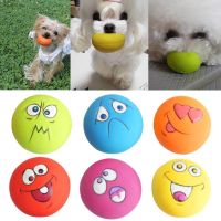 Rubber Dog Toys Pet Play Squeaky Ball Chewing Toy with Face Fetch Bright Balls Dog Supplies Puppy Popular Toys Toys