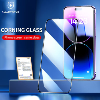 SmartDevil Corning Glass ปกป้องหน้าจอสำหรับ iPhone 14 Pro max 14 Promax 14 Plus iPhone 13 Pro max Screen Protector ครอบคลุมเต็มหน้าจอ HD กันฝุ่นฟิล์มกระจกนิรภัยป้องกันลายนิ้วมือ