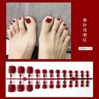 24PcsHot Sale Fake Nails Toe Nails Whitening Temperament Acrylic Nails Frosted Short Fake Nails on Foot French Fake