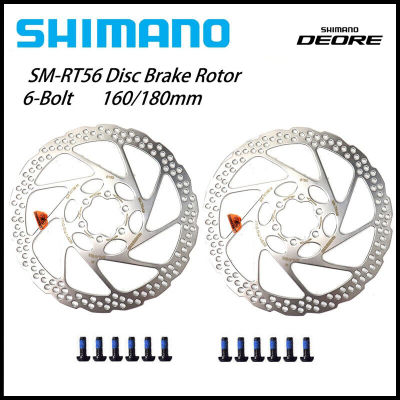 SHIMANO RT56โรเตอร์180มิลลิเมตร160มิลลิเมตรดิสก์เบรก DEORE SM RT56แผ่นโรเตอร์160มิลลิเมตร6สายฟ้าจักรยานเสือภูเขาดิสก์เบรกอุปกรณ์จักรยาน