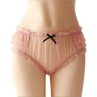 《Be love shop》Women Lace Panties Large Sizes Sexy Cute Bow Ruffle Thin Transparent Quickdrying Mesh lady Underwear Female Panties 2021 New