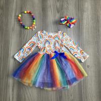 Girlymax Fallwinter Baby Girls Milk Silk Kids Clothing Rainbow Tutu Dress Long Sleeve Knee Length Match Accessories