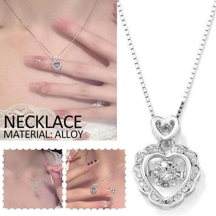 สร้อยคอจี้รูปหัวใจสำหรับผู้หญิงโซ่เรียบง่าย-choker-เครื่องประดับ-n2s7