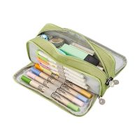 กล่องดินสอนักเรียนความจุขนาดใหญ่ HIV00นักเรียนม.ปลายที่วางปากกากระเป๋าเก็บของสองด้านกระเป๋าดินสอผ้าใบกระเป๋าดินสอกล่องดินสอ