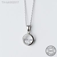 ☏○ Real 925 Sterling Silver Crystal Round Minimalist Pendant Necklaces Minimalist Fine Jewelry For Women Party Accessories