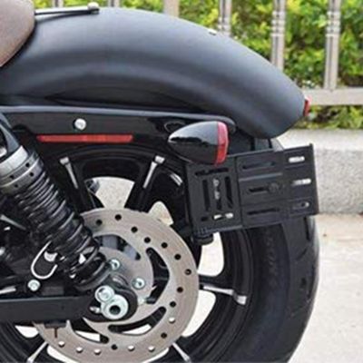 1 Piece Motorcycle License Plate Bracket Collapsible License Plate Bracket for Harley Sportster XL883 XL1200 2004-2016 Black