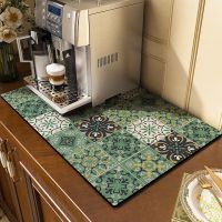 Quick Drying Dish Mat Printed Kitchen Tableware Coffee Draining Pad Dinnerware Cup Bottle Placemat Super Absorbent Mats Placemats  Coasters