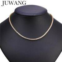 Juvwang AAA สร้อยสั้นใส่ติดคอเทนนิสเพชรสังเคราะห์สำหรับผู้หญิงเครื่องประดับสร้อยคลุมไหปลาร้าหรูหราปิ๊งปิ๊งคริสตัล