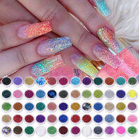 60pcs Holographic Nail Art Glitter Colorful Paillette Dust Powder Flake Neon Powder Gel Polish Shinning Decoration SANJ151