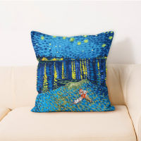 Spot parcel post Van Gogh Creative Hand-Painted Starry Sky Pattern Pillow Modern Minimalist Furnishings Ornament Pillow Car Backrest Square Pillow