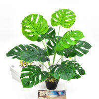 Monstera ประดิษฐ์ที่มีราก72เซนติเมตร28 พืชปลอมใบช่อกล้วยพืชพุ่มไม้เขตร้อนสำหรับตกแต่งกลางแจ้งในร่ม