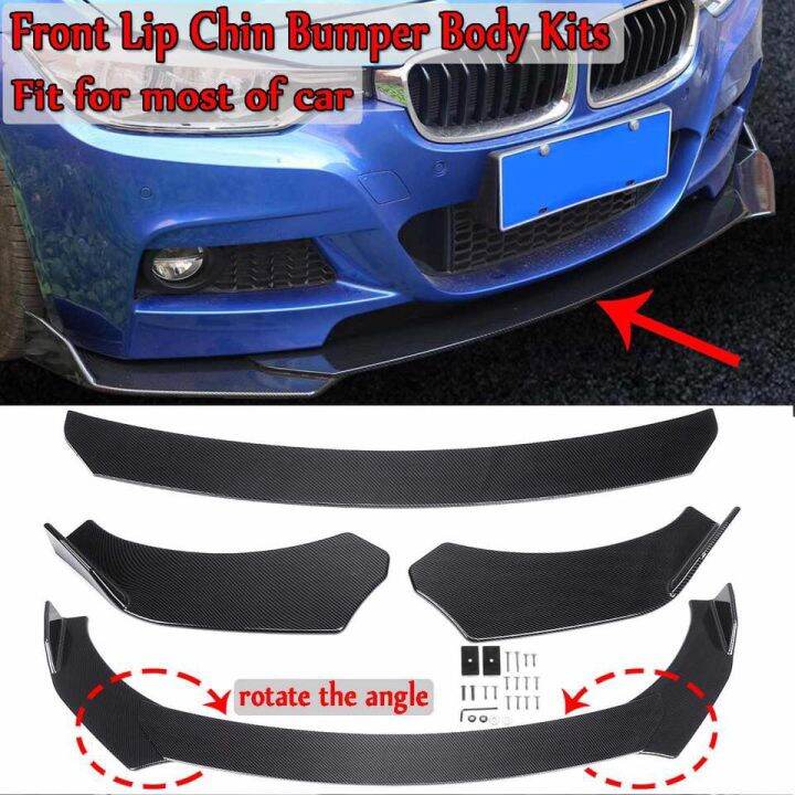 Universal Carbon Fiber Car Front Bumper Lip Chin Spoiler Splitters Body ...