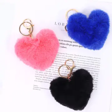 Heart Shaped Plush Pendant Faux Rabbit Fur Ball Pom Pom Keychain Heart  Shape Fur Keychain Car Key Ring Handbag Pendant - Buy Pompom Key  Heart,Heart