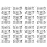 32Pcs Stainless Steel Tart Ring, Heat-Resistant Perforated Cake Mousse Ring Round Double Rolled Tart Ring Metal Mold 6cm