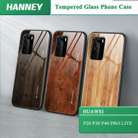 HendredสำหรับHUAWEI P20 P30 P40 PRO LITEเคสโทรศัพท์ไม้Grainกระจกเทมเปอร์ฝาหลังซิลิโคนกันกระแทกกันชนMZ-01