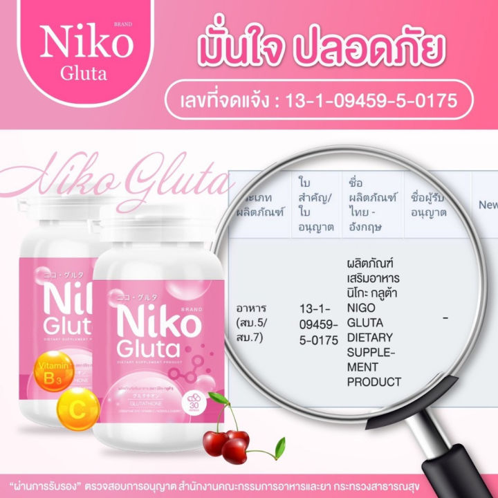 niko-gluta-นิโกะ-กลูต้า-อาหารเสริมเพื่อสุขภาพผิว-30-แคปซูล