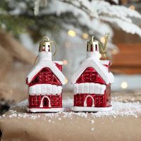 Plastic Christmas Cute Childrens Christmas Tree House Pendant Christmas Hanging Tree Decor For 2024 New Year Home Party Decor Christmas Ornaments
