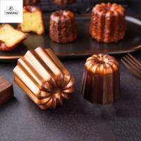 TMWZOQ 4Pcs ไม่ติดกระทะ แม่พิมพ์แคนเนล มินิมินิ อะลูมิเนียมอัลลอยด์ แม่พิมพ์ canele ดีไอวาย สไตล์ฝรั่งเศสแบบ คัพเค้กคัพเค้ก