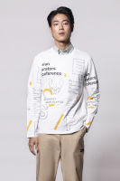 ESP เสื้อสเวตเตอร์ลายตัวอักษร ผู้ชาย สีขาว | Text Print Sweater | 3801