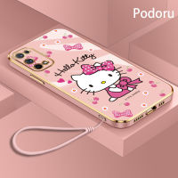 เคส OPPO Realme เรียบง่ายสุดหรูชุบทอง X7เคสโทรศัพท์ Hello Kitty เคสซิลิโคน TPU นิ่ม